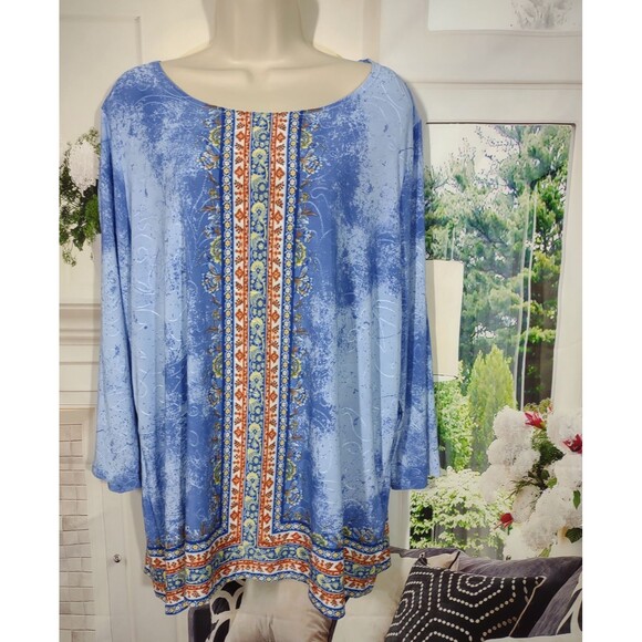 Boho Top Western Southwestern Festival Hippie Office Rodeo JM Collection Size 2X - Picture 3 of 7